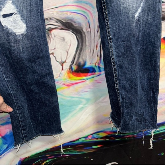 BKE Dark Blue Distressed Skinny Jeans 31 - Picture 4 of 9